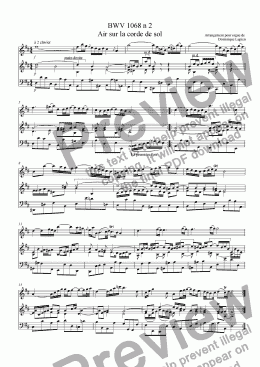 page one of BWV 1068 n 2 air sur la corde de sol arrangement pour orgue.sib
