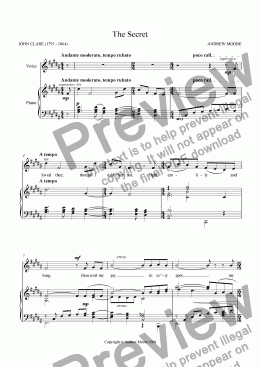 page one of ’The Secret’ for voice & piano