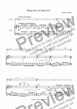 page one of ’Sleep now, O sleep now’ for Cello & piano