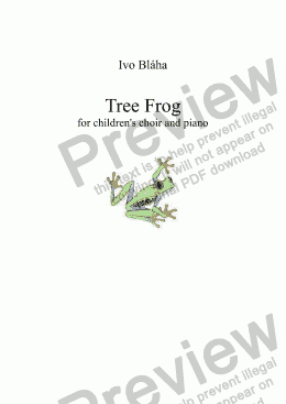 page one of TREE FROG (Rosnička) for children’s choir and piano (English words)