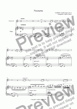 page one of ’Nocturne’ arr. for Clarinet & piano