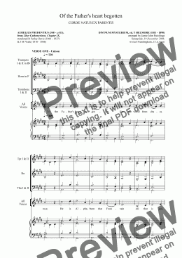 page one of DIVINUM MYSTERIUM (Ex Cordis / Of the Father’s heart begotten) - arrangement & descant