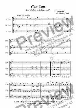 page one of Can Can  from Orpheus In the Underworld  (3 Violins)