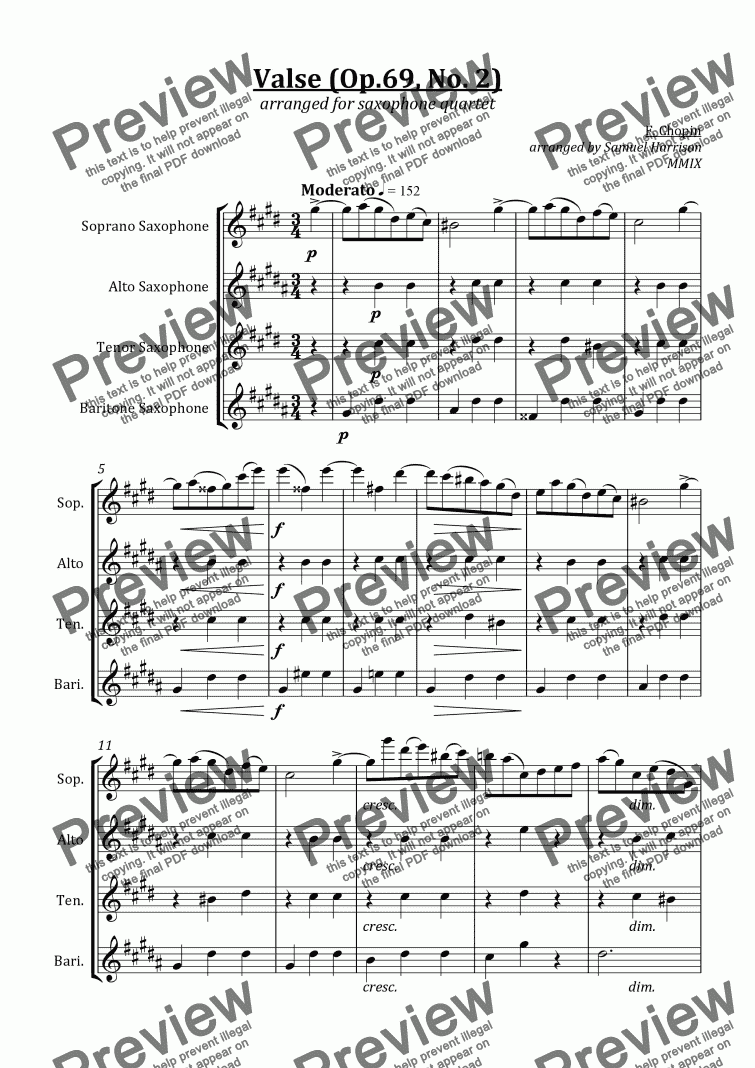 Valse Waltz Op 69 No 2 Download Sheet Music Pdf File