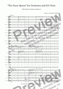 page one of The Snow Queen after Hans Christian Andersen (for Orchestra and SA Choir)