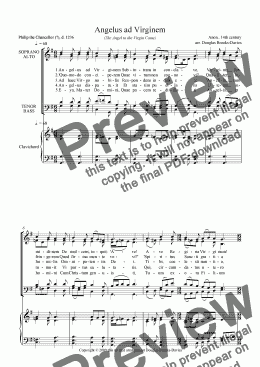 page one of Angelus ad Virginem (SATB choir + keyboard)