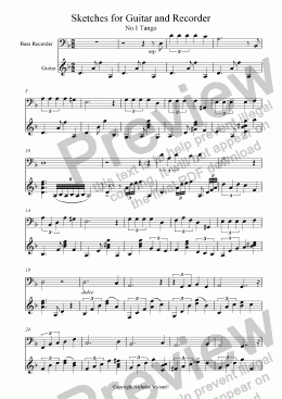 page one of Tango for Guitar and Recorder