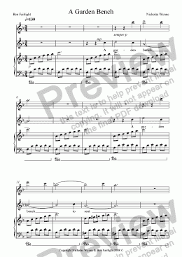 page one of A Garden Bench for Voice, E Flat Clarinet and Piano