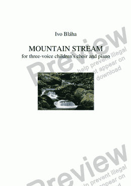 page one of MOUNTAIN STREAM for three-voice children’s choir and piano (English words)