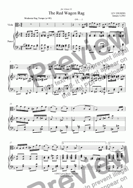 page one of "The Red Wagon Rag" (viola/piano version)