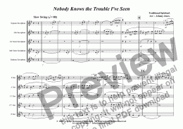 page one of Nobody Knows the Trouble I've Seen    (Saxophone Quintet  SATTB))