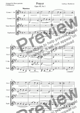 page one of Prayer (Brass Quartette)