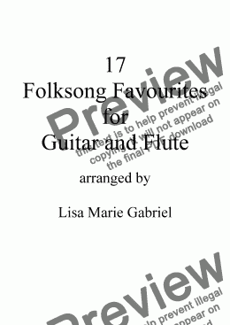 page one of 17 Favourite Folksongs for Flute and Classical Guitar (Notation and TAB)