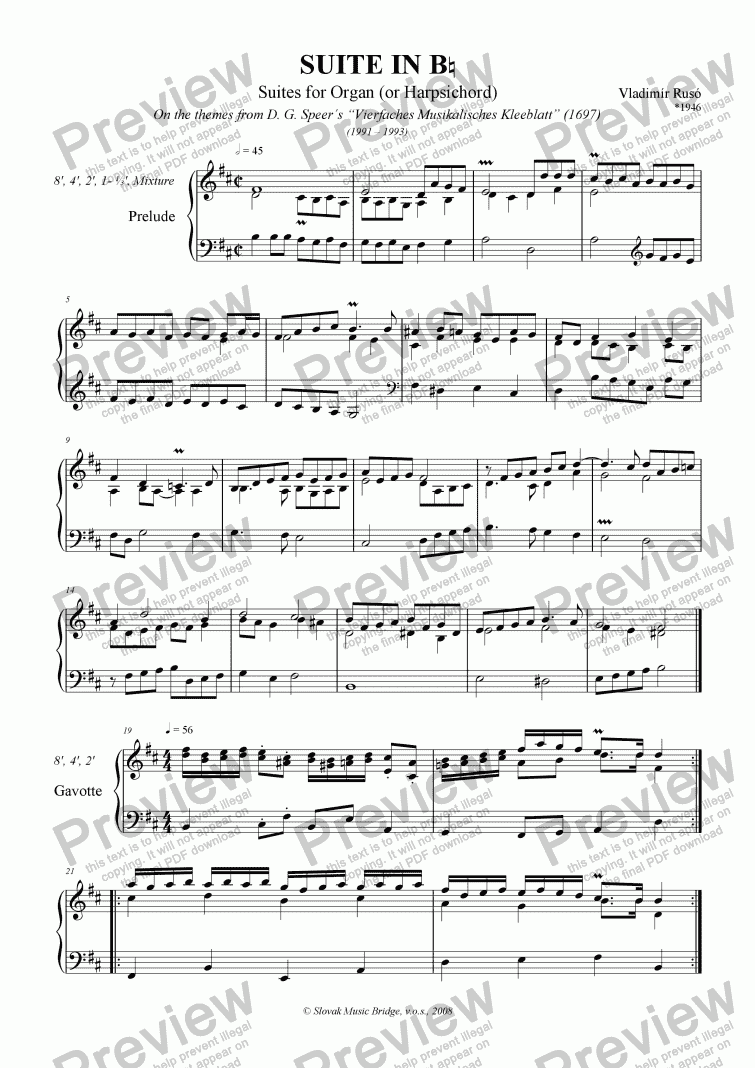 Vierfaches Musikalisches Kleeblatt > Suite In B - Sheet Music PDF File