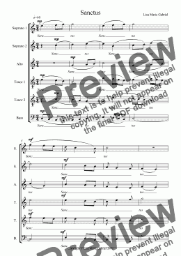 page one of Sanctus from Missa Brevis - SSATTB - A Cappella - please listen to MP3