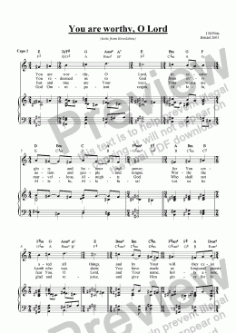 page one of You are worthy, O Lord (unison & piano, 2-page version) [2001]