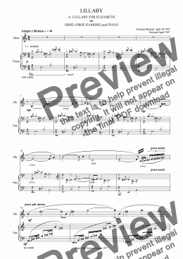page one of Lillaby for Oboe or Oboe d’Amore and Piano
