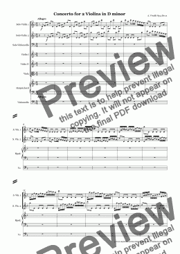 page one of Vivaldi Concerto for 2 Violins in D minor Op.3 No.11