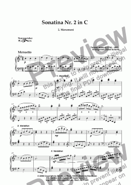 page one of Sonatina Nr. 2 in C, 2. Movement (Th.Attwood)