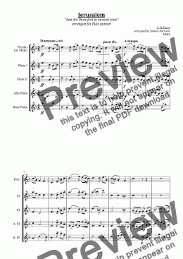 page one of Jerusalem (for flute quintet)