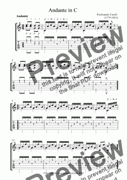 Andante in C - Guitar Solo with TAB - Download Sheet Music PDF file