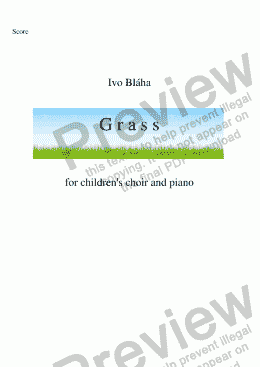 page one of GRASS (Tráva) for children’s choir and piano (English words)