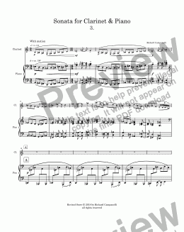 page one of Sonata for Clarinet and Piano, 3rd movement