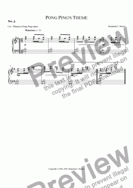 page one of Incidental Music for Deadwood Dick or the Game of Gold: No. 3: Pong Ping's Theme