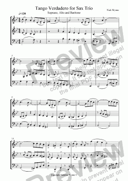 page one of Tango Verdadero for Saxophone Trio