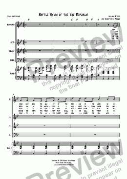 page one of Battle Hymn of the Republic (SATB)