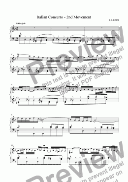 page one of ’Italian Concerto’ Second Movement