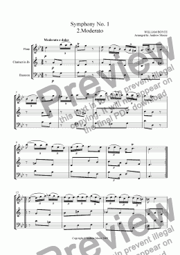 page one of ’Moderato’ from ’Symphony No 1’   arr. for Wind Trio