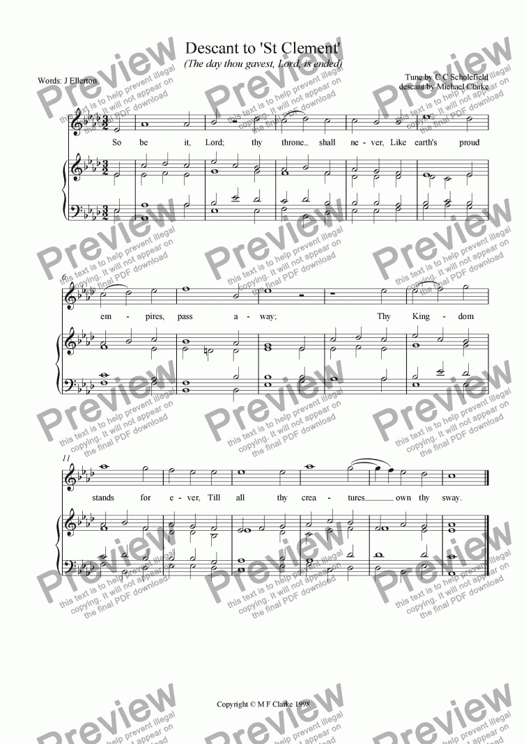 Descant to ’St Clement’ (The day thou gavest Lord is ended)