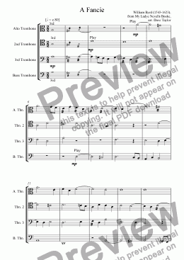 page one of A Fancie (trombone quartet)