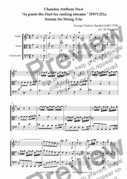 page one of Chandos Anthem No.6  "As pants the Hart for cooling streams" HWV251a Sonata for String Trio