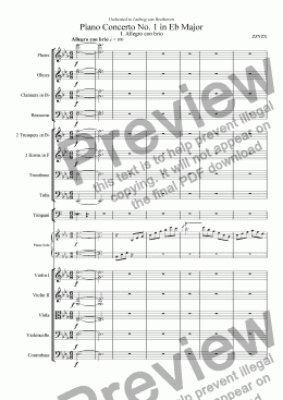 page one of Piano Concerto No. 1 in Eb major, I. Allegro con brio