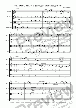 page one of WEDDING MARCH (string quartet arrangement)