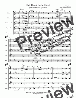 page one of March - Black Horse Troop (Woodwind Quintet)