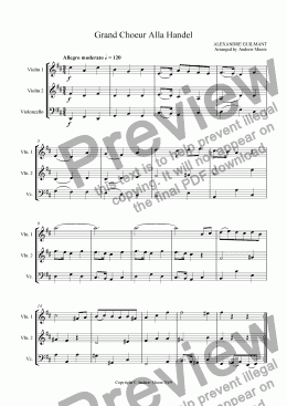 page one of ’Grand Choeur alla Handel’ arranged for string trio