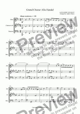 page one of ’Grand Choeur alla Handel’ arranged for Wind Trio