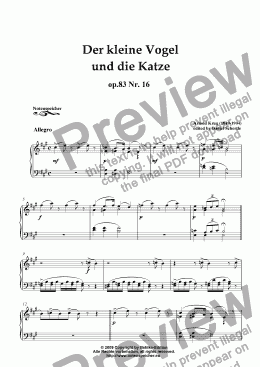 page one of Der kleine Vogel und die Katze (The little Bird and the Cat) op.83 Nr. 16 (A. Krug)