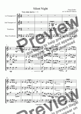 page one of Christmas: Silent Night for Brass Quartet