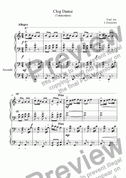 page one of Clog Dance (Piano Duet)