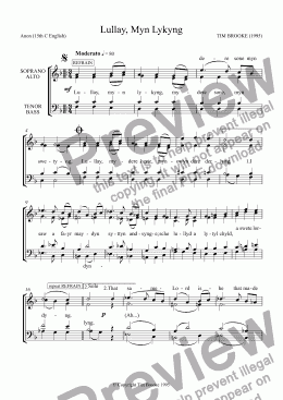 page one of Lullay, Myn Lykyng - carol for SS choir & piano