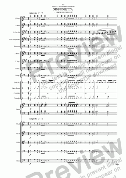 page one of Sinfonietta ’Looking Ahead’ (1st Mov.) for School Orchestra