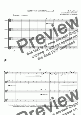 page one of Pachelbel's Canon for viola quartet or viola choir