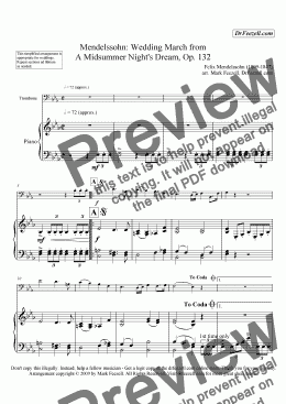 page one of Wedding March for trombone and piano