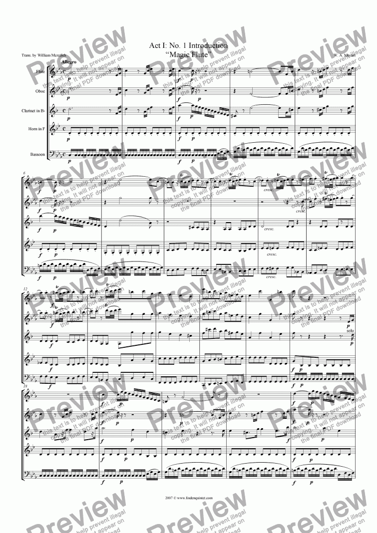 Mozart - Magic Flute No. 01 Introduction - Download Sheet Music PDF