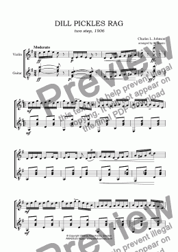 page one of Dill Pickles Rag for violin and guitar