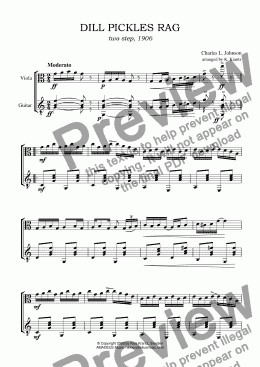 page one of Dill Pickles Rag for viola and guitar